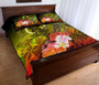 Vanuatu Quilt Bed Set - Humpback Whale with Tropical Flowers (Yellow) 3
