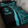 Guam Quilt Bet Set - Turquoise Polynesian Tentacle Tribal Pattern 1