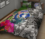 Northern Mariana Islands Quilt Bed Set - Turtle Plumeria Banana Leaf 3