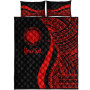 Northern Mariana Islands Custom Personalised Quilt Bet Set - Red Polynesian Tentacle Tribal Pattern 5