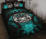 Marquesas Islands Polynesian Quilt Bed Set Hibiscus Turquoise 1