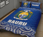 Nauru Quilt Bed Set - Nauru Coat Of Arms Polynesian Tattoo Blue Fog Style 3