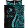 Yap Custom Personalised Quilt Bet Set - Turquoise Polynesian Tentacle Tribal Pattern 5