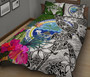 Federated States of Micronesia Quilt Bed Set White - Turtle Plumeria Banana Leaf 2