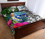 Federated States of Micronesia Quilt Bed Set White - Turtle Plumeria Banana Leaf 3