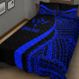 Kosrae Custom Personalised Quilt Bet Set - Blue Polynesian Tentacle Tribal Pattern 2