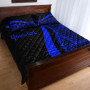 Kosrae Custom Personalised Quilt Bet Set - Blue Polynesian Tentacle Tribal Pattern 3