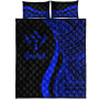 Kosrae Custom Personalised Quilt Bet Set - Blue Polynesian Tentacle Tribal Pattern 5
