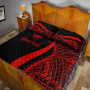 Guam Custom Personalised Quilt Bet Set - Red Polynesian Tentacle Tribal Pattern 4