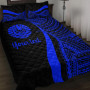 Tahiti Custom Personalised Quilt Bet Set - Blue Polynesian Tentacle Tribal Pattern 1