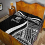 New Caledonia Custom Personalised Quilt Bet Set - White Polynesian Tentacle Tribal Pattern 4
