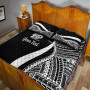 New Caledonia Custom Personalised Quilt Bet Set - White Polynesian Tentacle Tribal Pattern 4