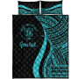 Niue Custom Personalised Quilt Bet Set - Turquoise Polynesian Tentacle Tribal Pattern 5