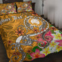 Pohnpei Custom Personalised Quilt Bed Set - Turtle Plumeria (Gold) 1