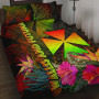 Wallis and Futuna Polynesian Quilt Bed Set - Hibiscus and Banana Leaves 1