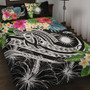 Marshall Islands Polynesian Quilt Bed Set - Summer Plumeria (Black) 1