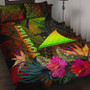 Tokelau Polynesian Personalised Quilt Bed Set - Hibiscus and Banana Leaves 1