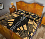 Nauru Quilt Bed Set - Nauru Coat Of Arms & Polynesian Yellow Tattoo Style 5