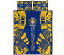 Nauru Quilt Bed Set - Nauru Coat Of Arms & Polynesian Yellow Tattoo Style 1