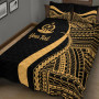 Vanuatu Custom Personalised Quilt Bet Set - Gold Polynesian Tentacle Tribal Pattern 2