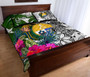 Nauru Custom Personalised Quilt Bet Set White - Turtle Plumeria Banana Leaf Crest 3