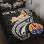 Tahiti Custom Personalised Quilt Bed Set - Tahiti Seal Polynesian Patterns Plumeria (Black) 1