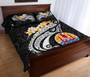 Tahiti Custom Personalised Quilt Bed Set - Tahiti Seal Polynesian Patterns Plumeria (Black) 3