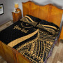 Yap Custom Personalised Quilt Bet Set - Gold Polynesian Tentacle Tribal Pattern 4