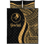 Yap Custom Personalised Quilt Bet Set - Gold Polynesian Tentacle Tribal Pattern 5