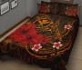 Polynesian Hawaii Kanaka Maoli Quilt Bed Set - Humpback Whale with Hibiscus (Golden) 2