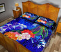 Federated States of Micronesia Custom Personalised Quilt Bed Set - Humpback Whale with Tropical Flowers (Blue) 4