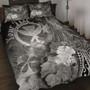 Polynesian Hawaii Custom Personalised Quilt Bed Set - Kanaka Maoli Humpback Whale with Tropical Flowers (White) 1