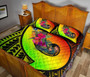 Tonga Quilt Bed Set - Polynesian Hook And Hibiscus ( Reggae) 4