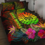 Tahiti Polynesian Personalised Quilt Bed Set - Hibiscus and Banana Leaves 1