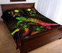 Marshall Islands Polynesian Quilt Bed Set - Turtle With Blooming Hibiscus Reggae 3