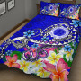CNMI Quilt Bed Set - Turtle Plumeria (Blue) 5