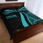 Northern Mariana Islands Quilt Bet Set - Turquoise Polynesian Tentacle Tribal Pattern 3
