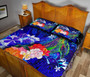 Kosrae Quilt Bed Set - Humpback Whale with Tropical Flowers (Blue) 4