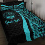 Marshall Islands Custom Personalised Quilt Bet Set - Turquoise Polynesian Tentacle Tribal Pattern Crest 1