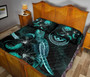 Federated States of Micronesia Polynesian Quilt Bed Set - Turtle With Blooming Hibiscus Turquoise 4