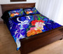 Vanuatu Quilt Bed Set - Humpback Whale with Tropical Flowers (Blue) 3