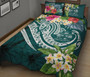 Fiji Polynesian Quilt Bed Set - Summer Plumeria (Turquoise) 2