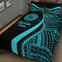 American Samoa Quilt Bet Set - Turquoise Polynesian Tentacle Tribal Pattern 2