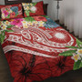 Marshall Islands Polynesian Quilt Bed Set - Summer Plumeria (Red) 1