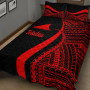 Tokelau Quilt Bet Set - Red Polynesian Tentacle Tribal Pattern 2