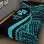 Wallis and Futuna Quilt Bet Set - Turquoise Polynesian Tentacle Tribal Pattern 2