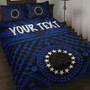 Cook Islands Personalised Quilt Bed Set - Seal With Polynesian Tattoo Style ( Blue) 1