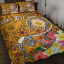 Samoa Custom Personalised Quilt Bed Set - Turtle Plumeria (Gold) 1