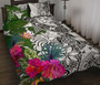 New Caledonia Custom Personalised Quilt Bet Set White - Turtle Plumeria Banana Leaf Crest 1