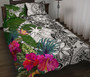 Chuuk Quilt Bed Set White - Turtle Plumeria Banana Leaf 1